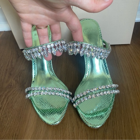 Alexandre Birman KARINA 85 MINT Green Heeled Sandals with Crystals  36/6 - Picture 7 of 12